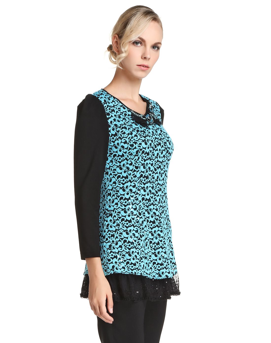 黛玛诗dmodes清新蓝时尚套头衫dc4411007-u25_唯品会