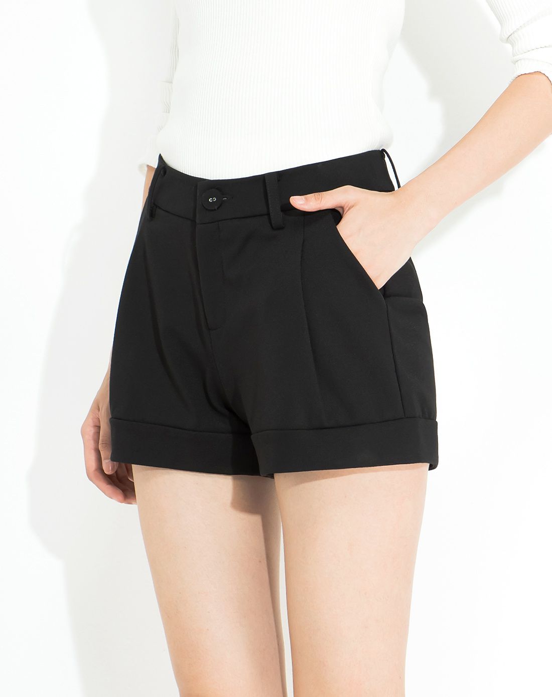 黑色时尚加厚三分裤