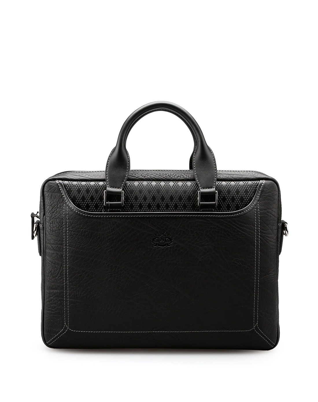 男式黑色颈纹牛皮商务公文包