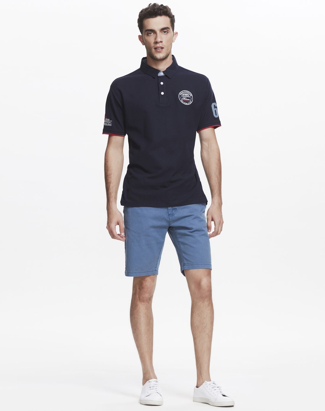 丹麦wagner旗下集合品牌深蓝色透气舒爽休闲短袖t恤80-4311800094