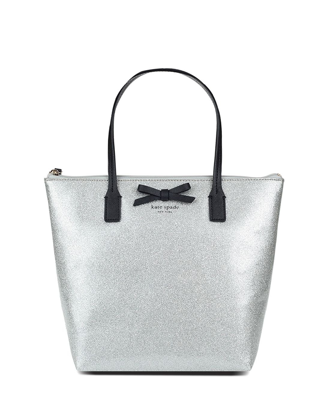 > kate spade女士银色蝴蝶结手提包