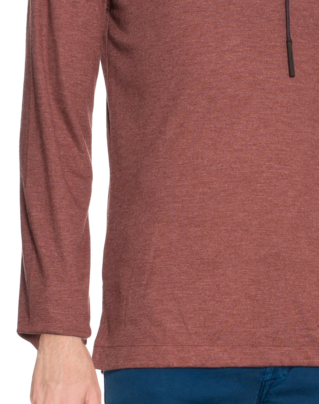 男款铁锈红色连帽长袖t恤