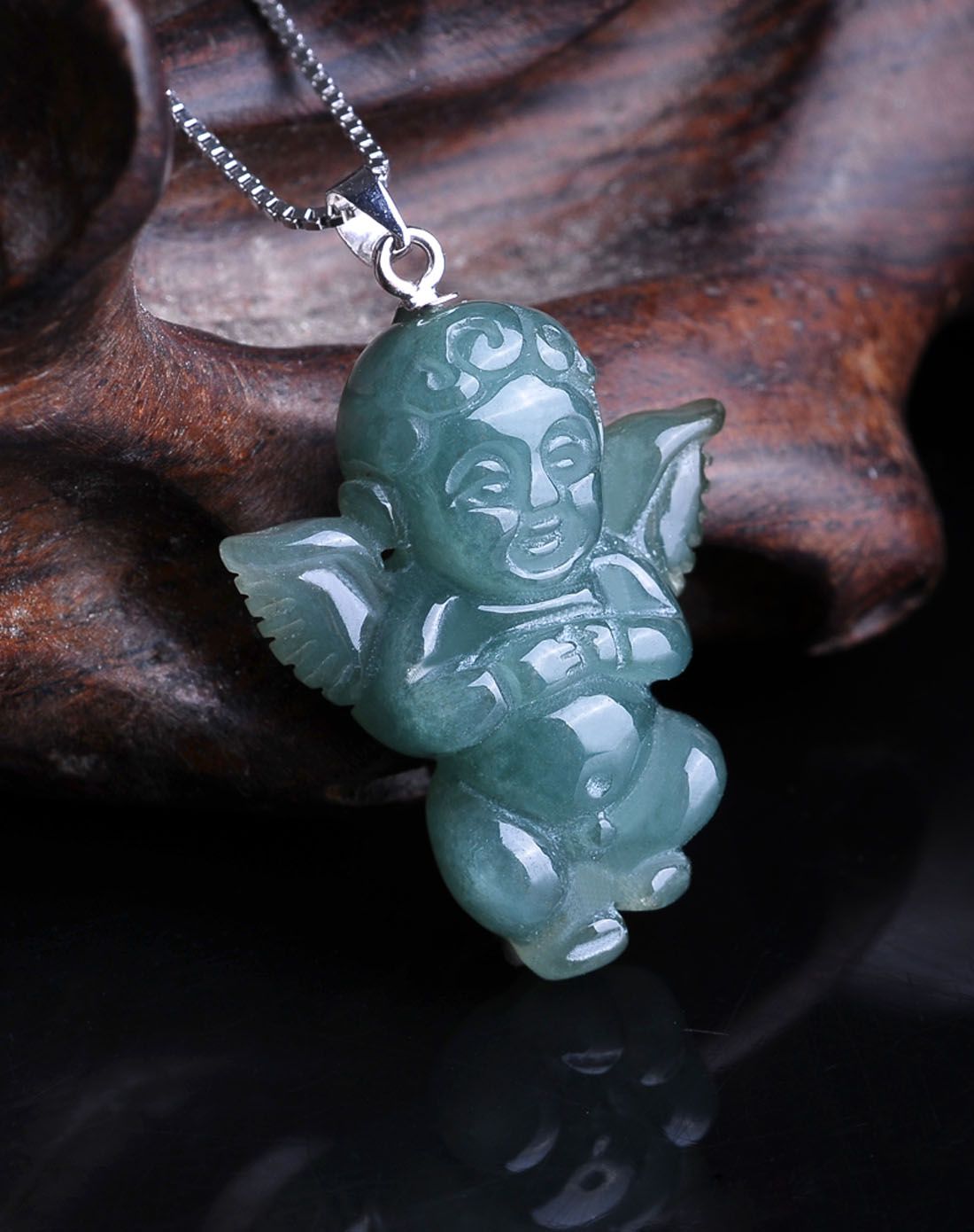 鑫万福 守护天使翡翠吊坠(送银链)