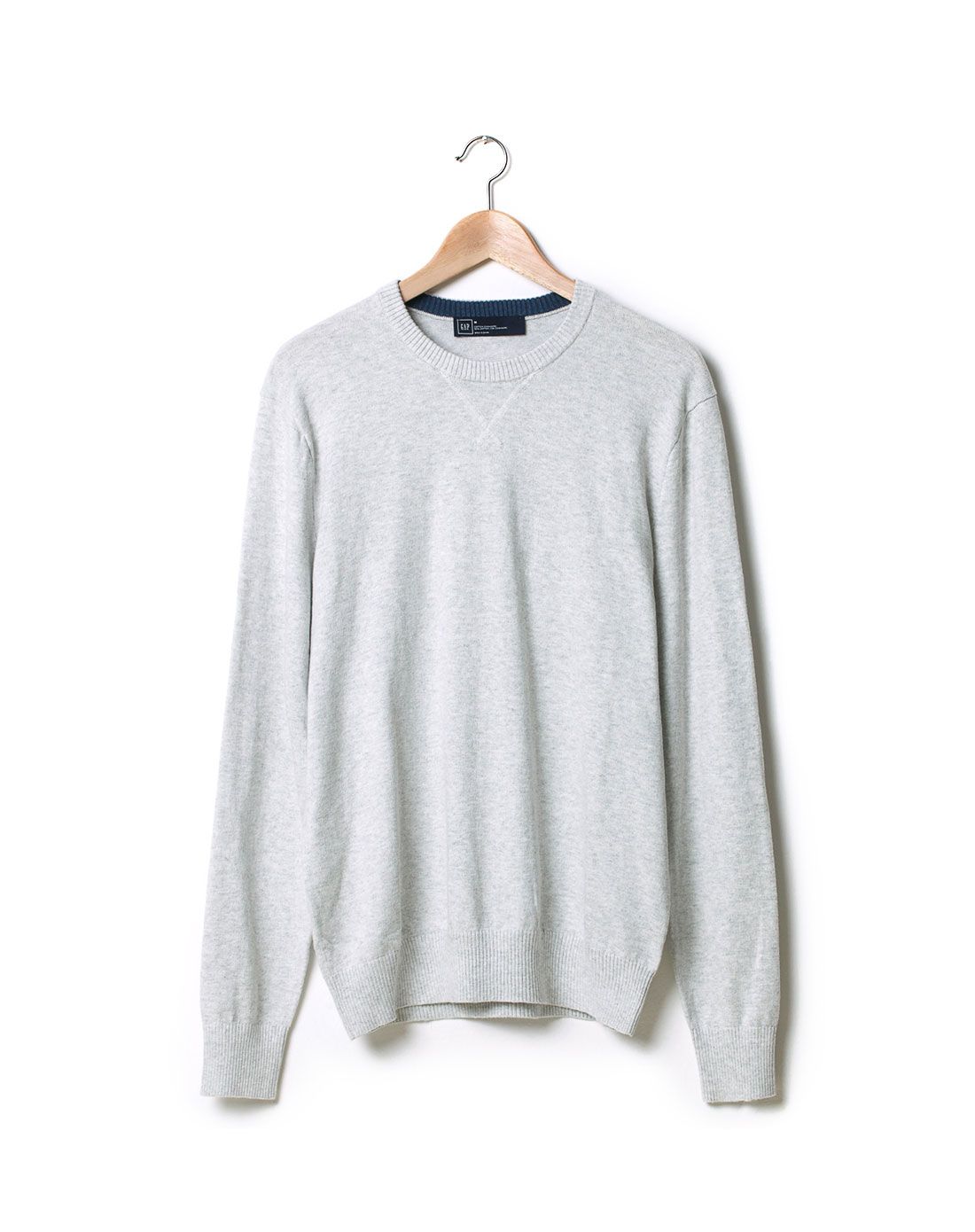 盖璞gap浅灰白色圆领柔软舒适长袖针织衫516326light h