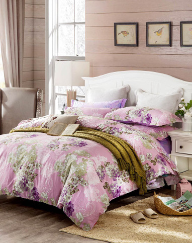 宜梦eemoon家纺专场 1.8m全棉斜纹印花四件套-玛奇朵(粉)