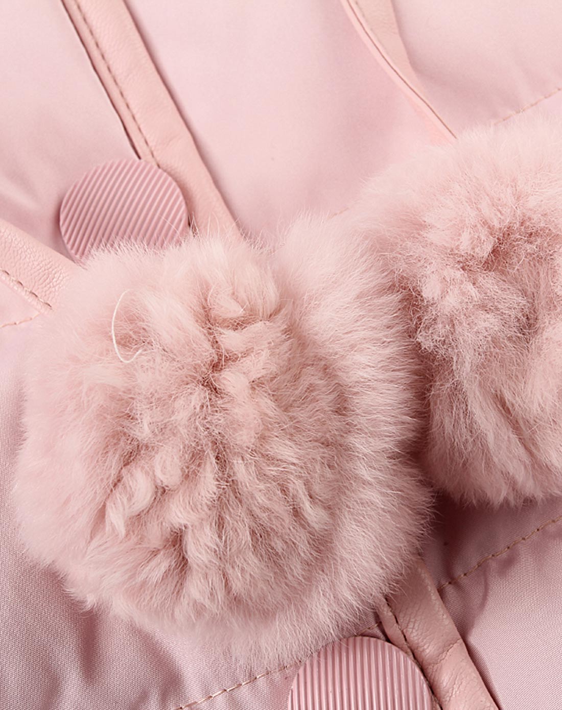 (新品)女童粉色韩版兔毛领羽绒服