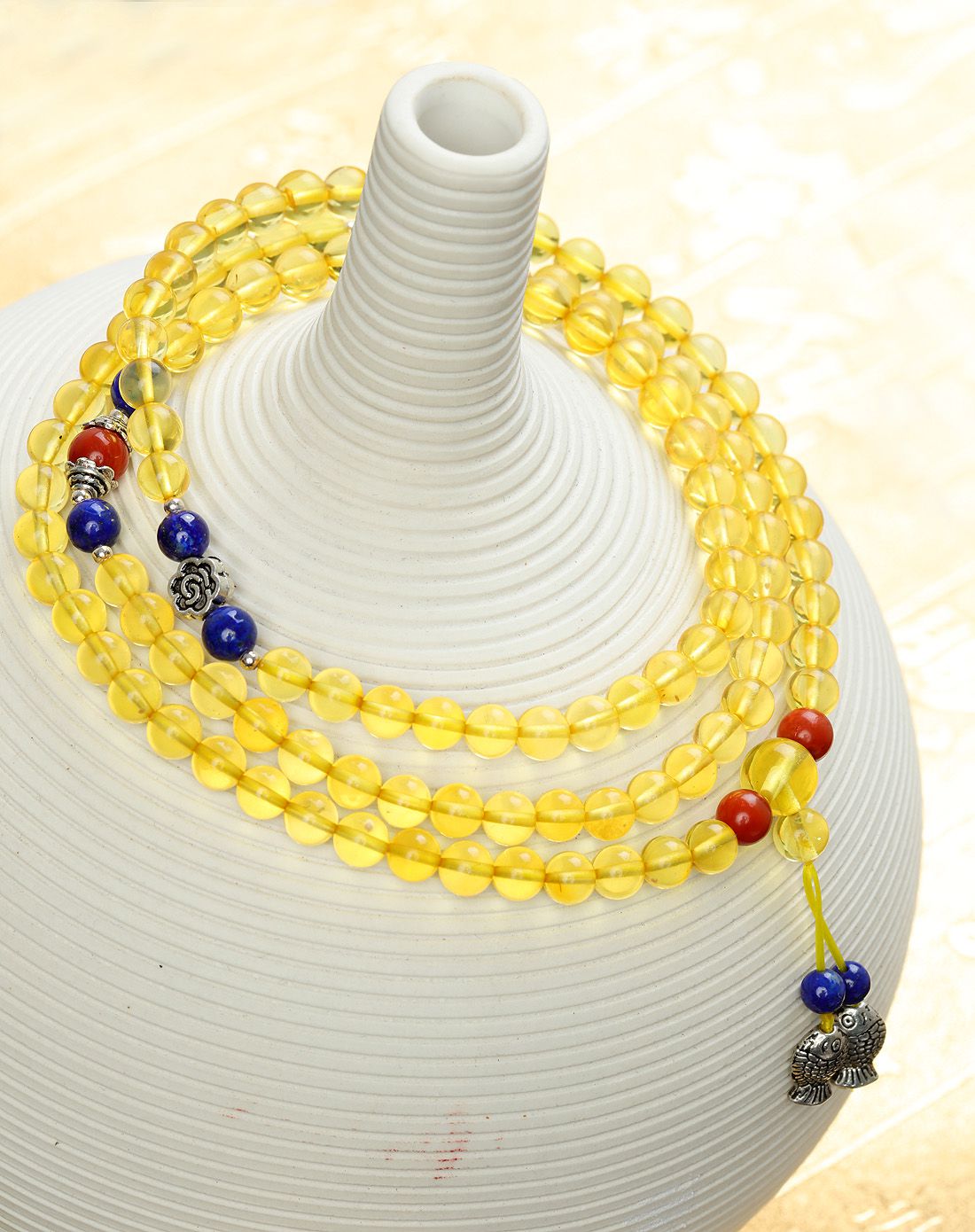 金万年 经典款108粒5.5mm天然金珀多圈手链