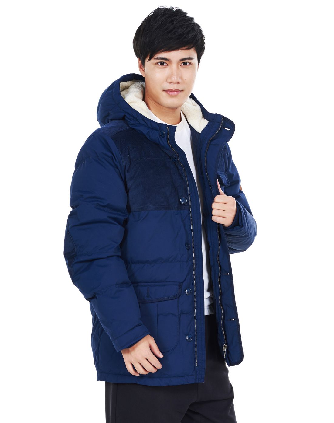 防寒保暖 男款藏青色棉服