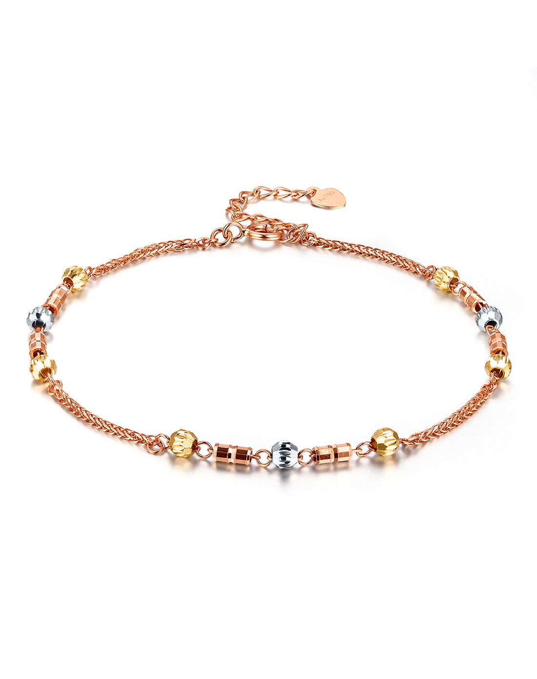 黛慕妮 18k玫瑰金三色k金手链