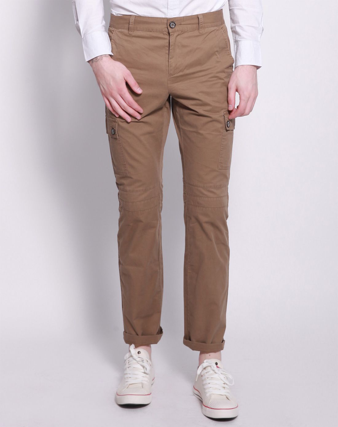 男式卡其色休闲裤