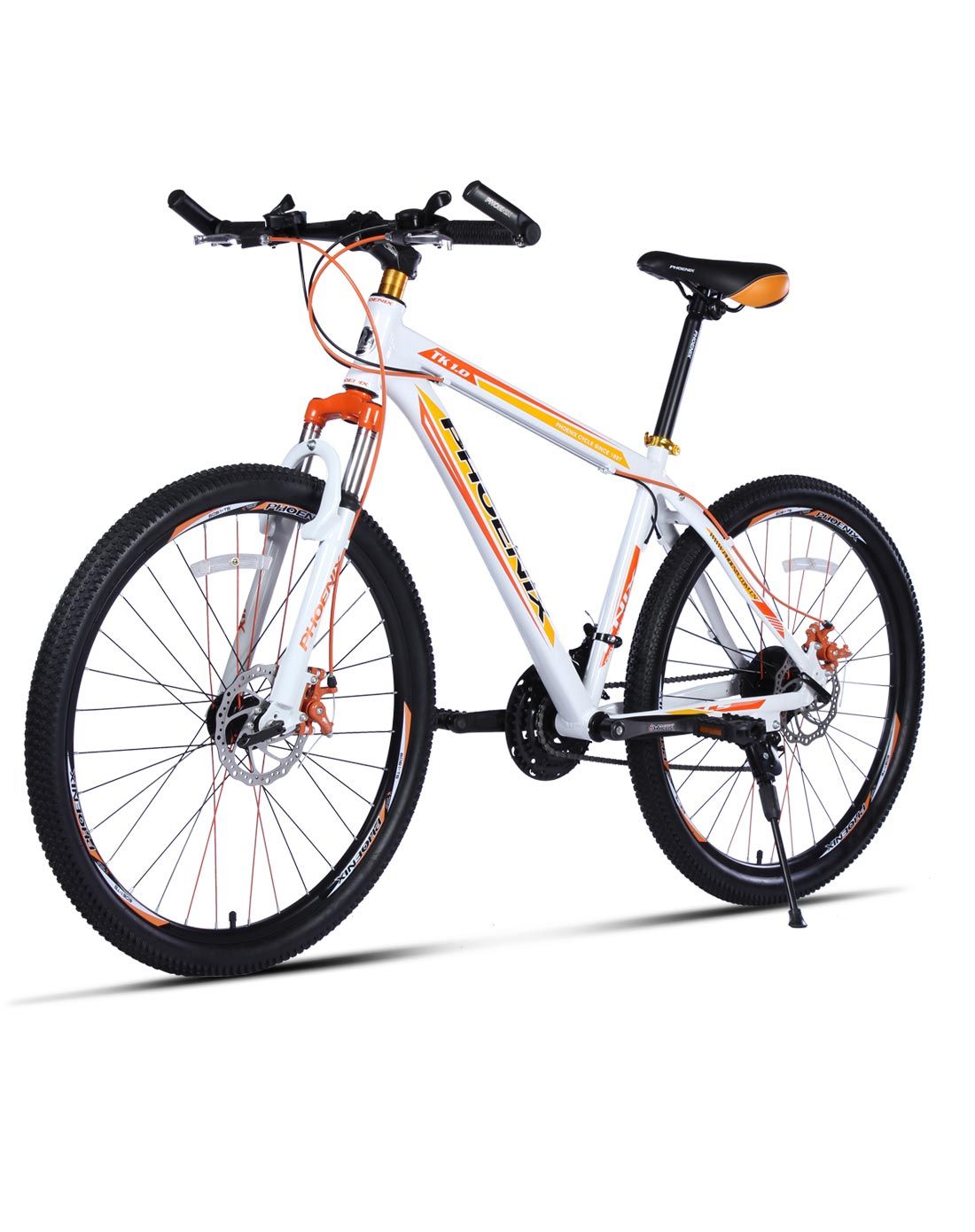 凤凰 中性款白橙26寸山地车 铝架21速