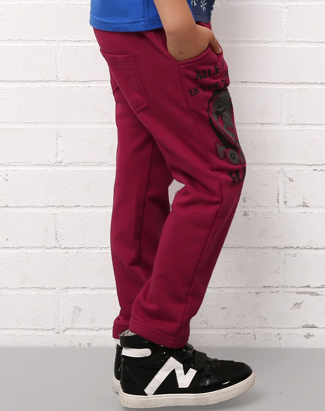 男童暗红色针织裤