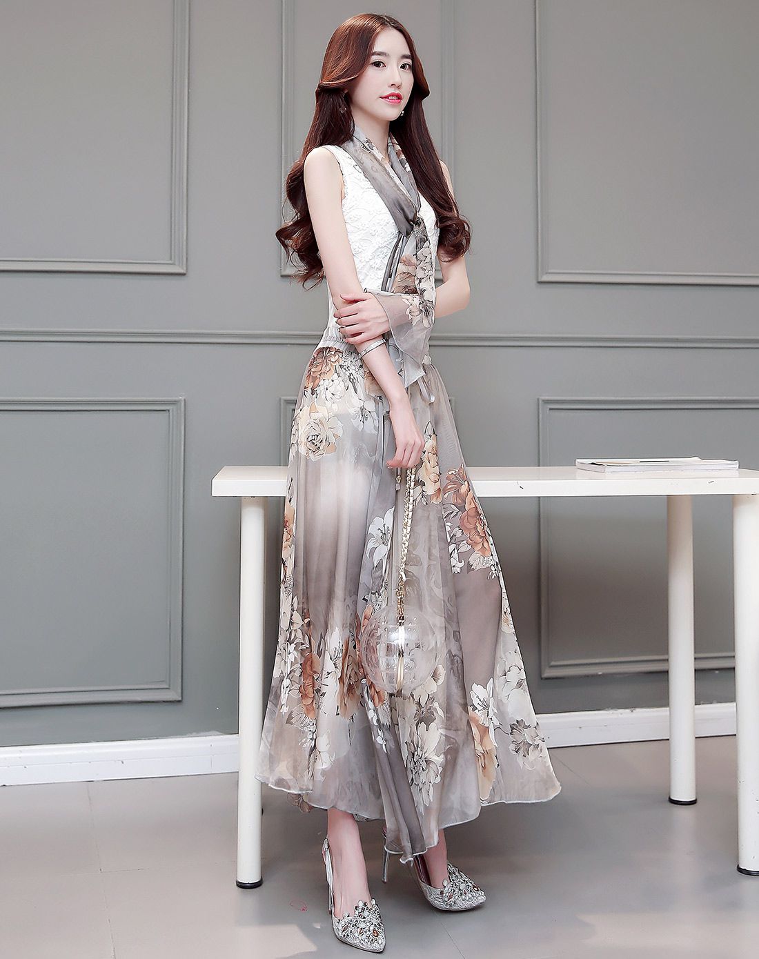 尚静女装移动端专场灰/多色优雅时尚印花半截裙fw8881047_唯品会