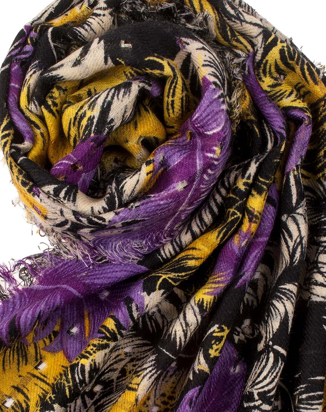 紫黑轻羽羊毛保暖围巾