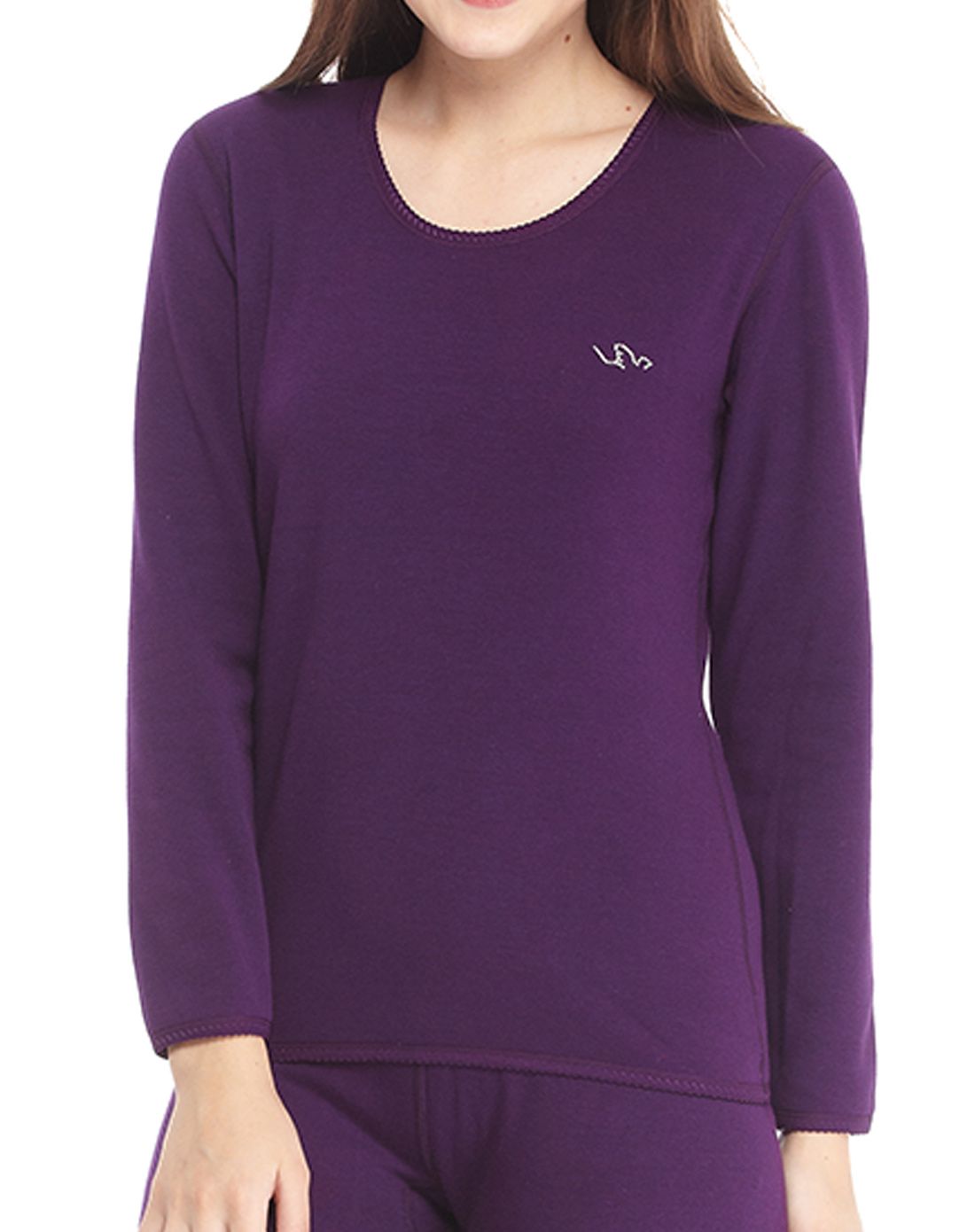 宜而爽内衣男女女款深紫色拉毛透气弹力长袖套装124261-71黛紫_唯品会