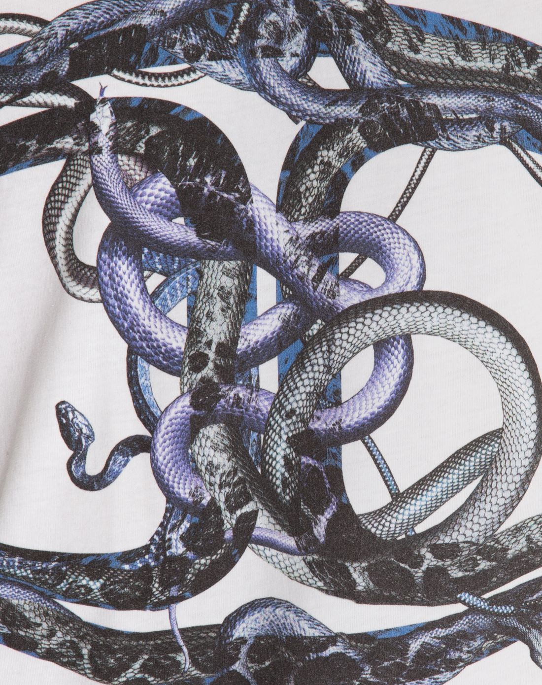 男款白色缠绕蛇纹印花t恤