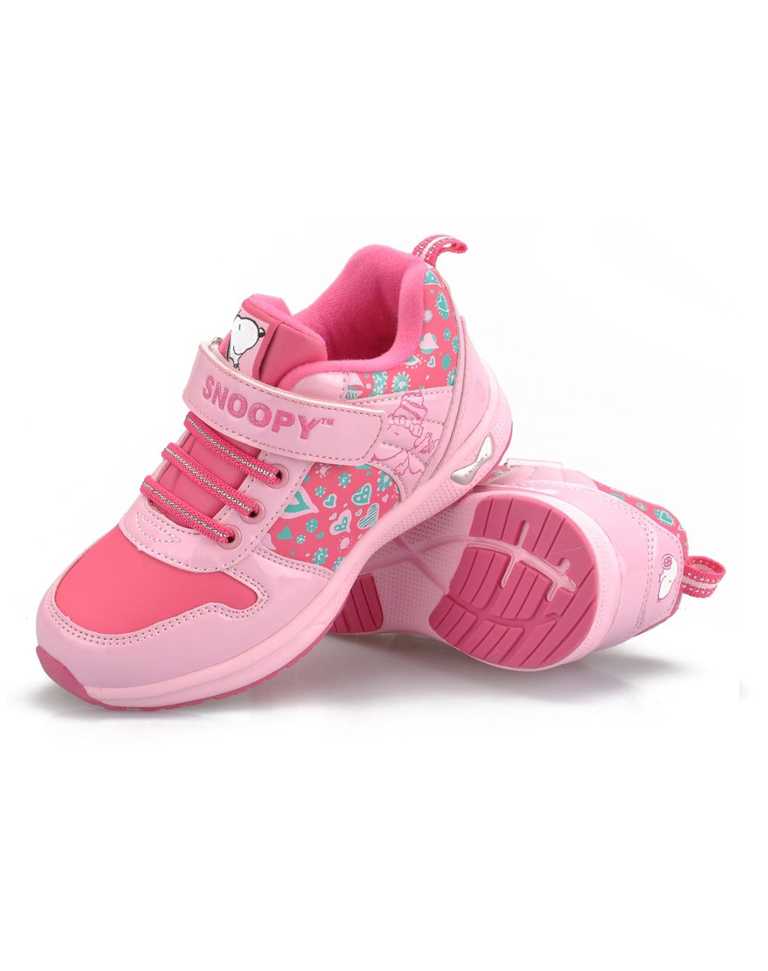 女童粉红(31-37)百搭时尚心形革面运动鞋