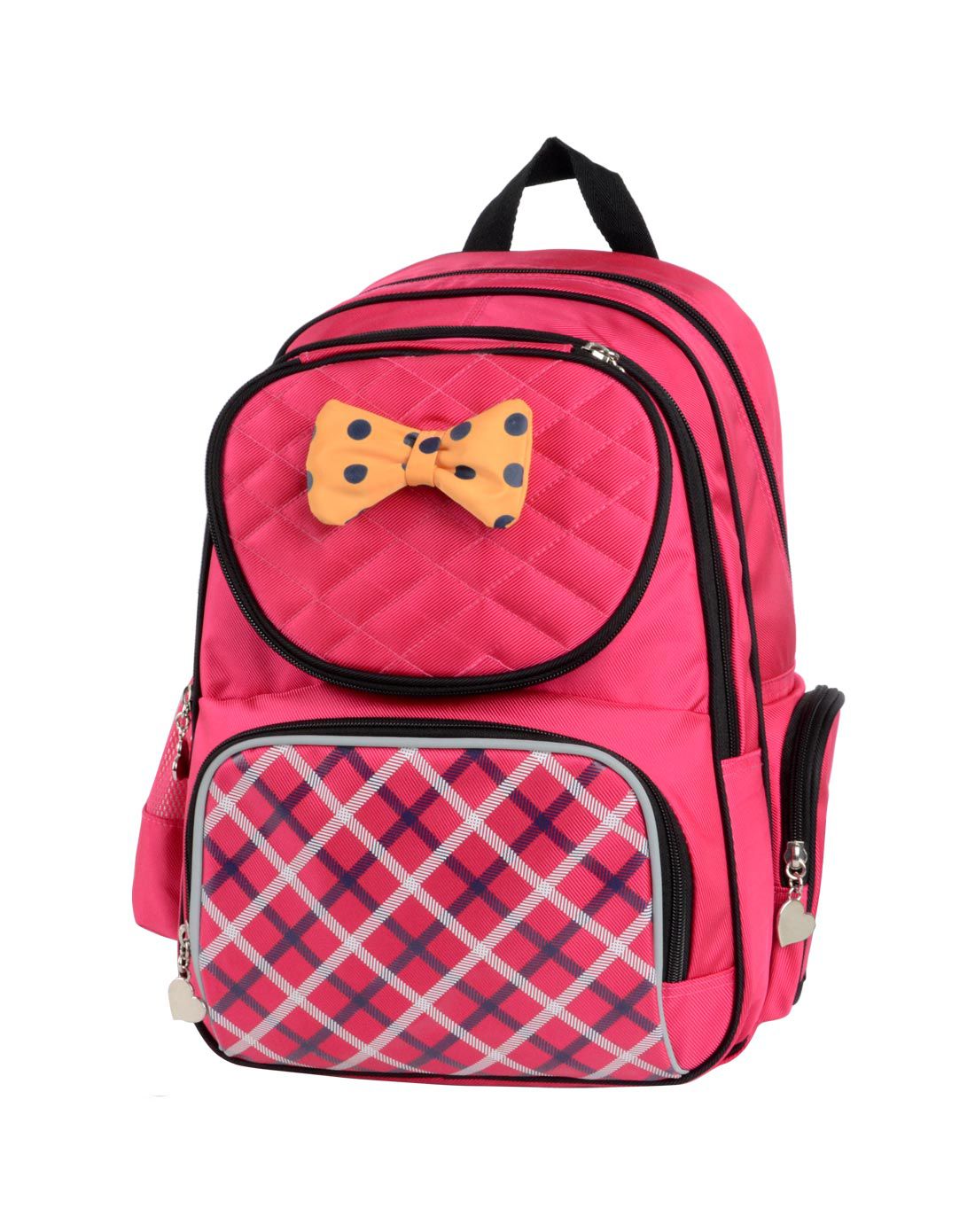 女童玫红时尚蝴蝶结大容量护脊书包