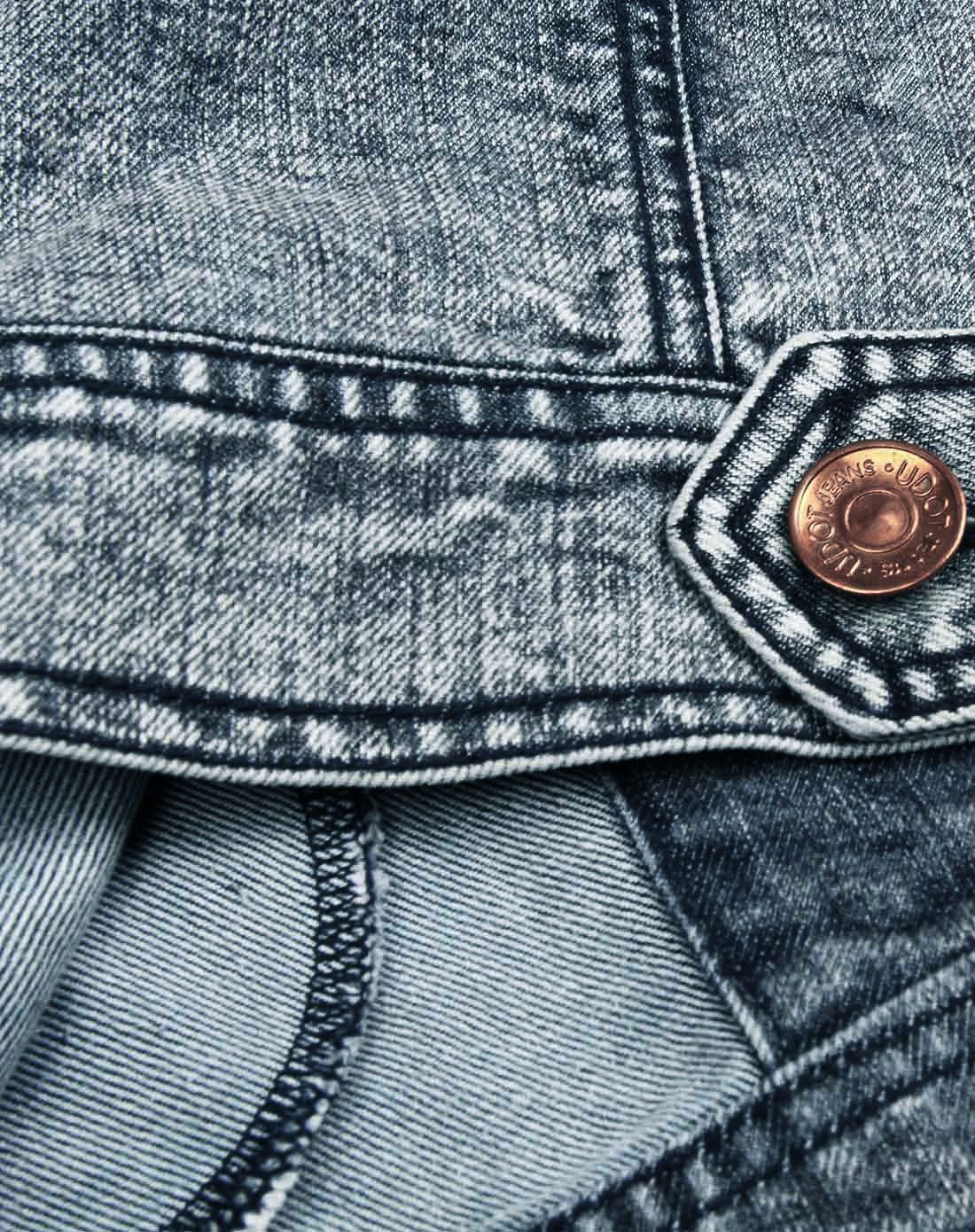 怀旧蓝拼皮立领长袖宽松女款牛外套