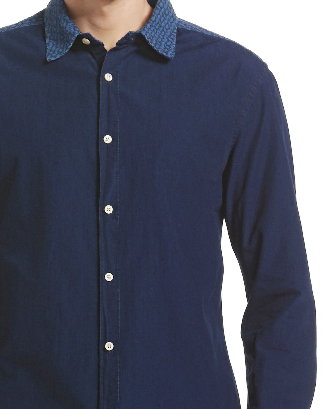 scotch & soda 轻薄透气 男款藏蓝色长袖衬衫 潮流时尚