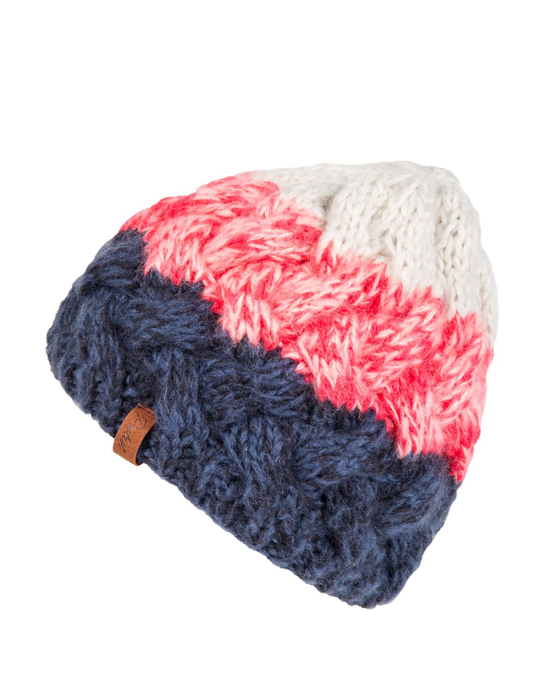 女款三色撞色毛织帽 时尚百搭粉色
