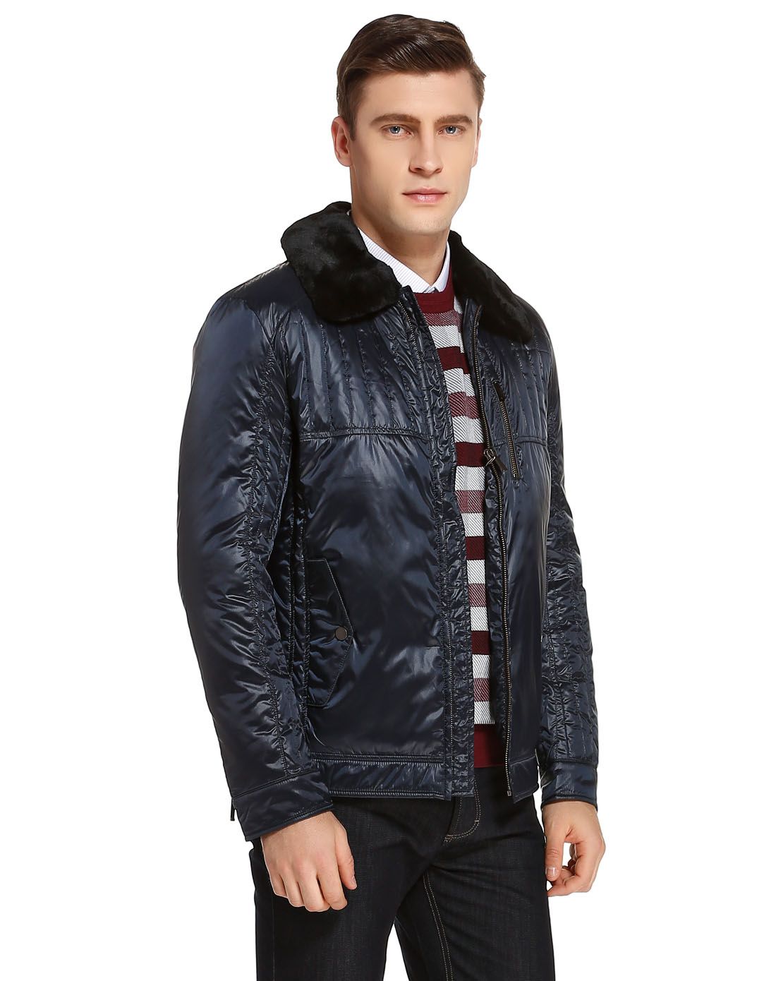 博斯绅威bosssunwen深蓝色魅力个性长袖羽绒服fwyr22373n3_唯品会