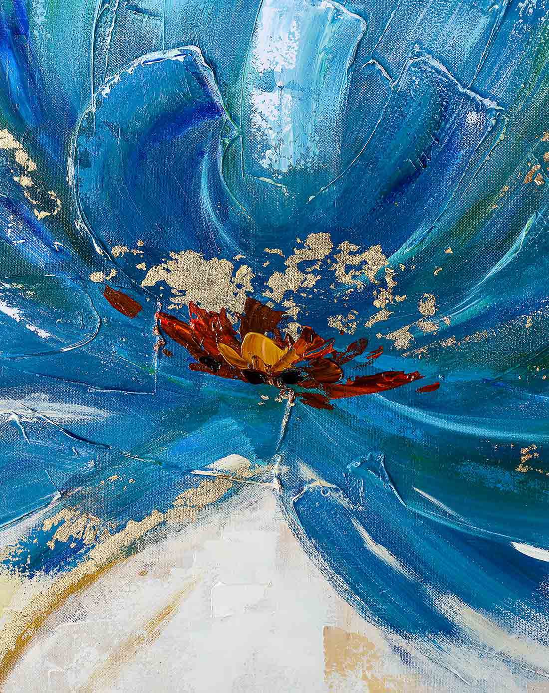 装饰挂画 蓝色花朵手绘油画