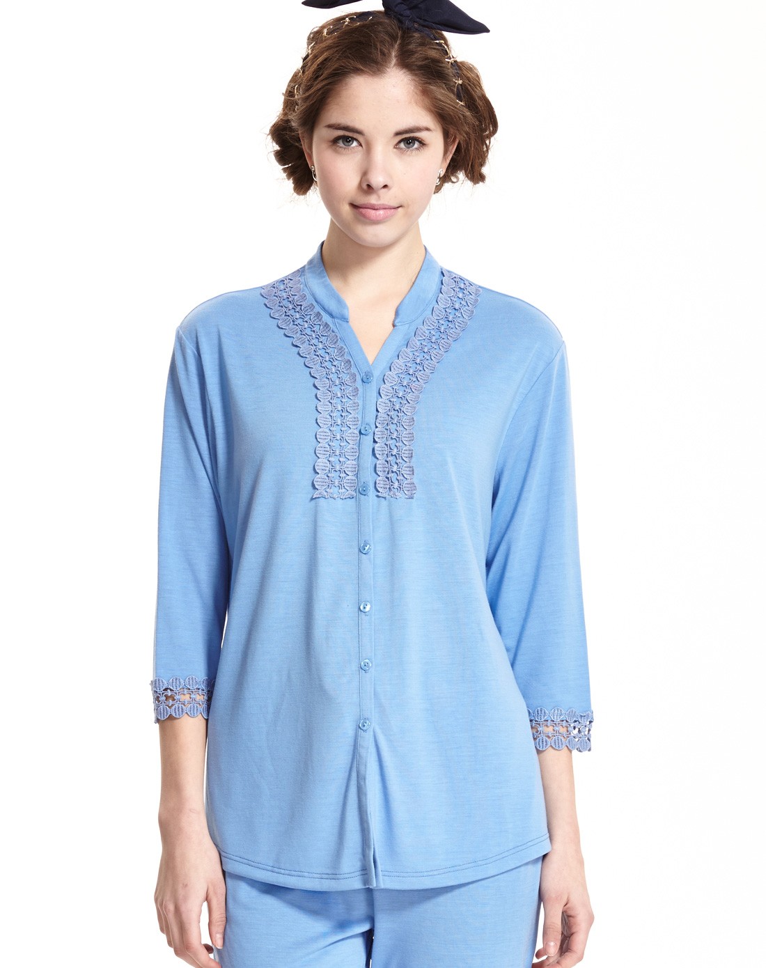 女士天蓝色女短袖上衣