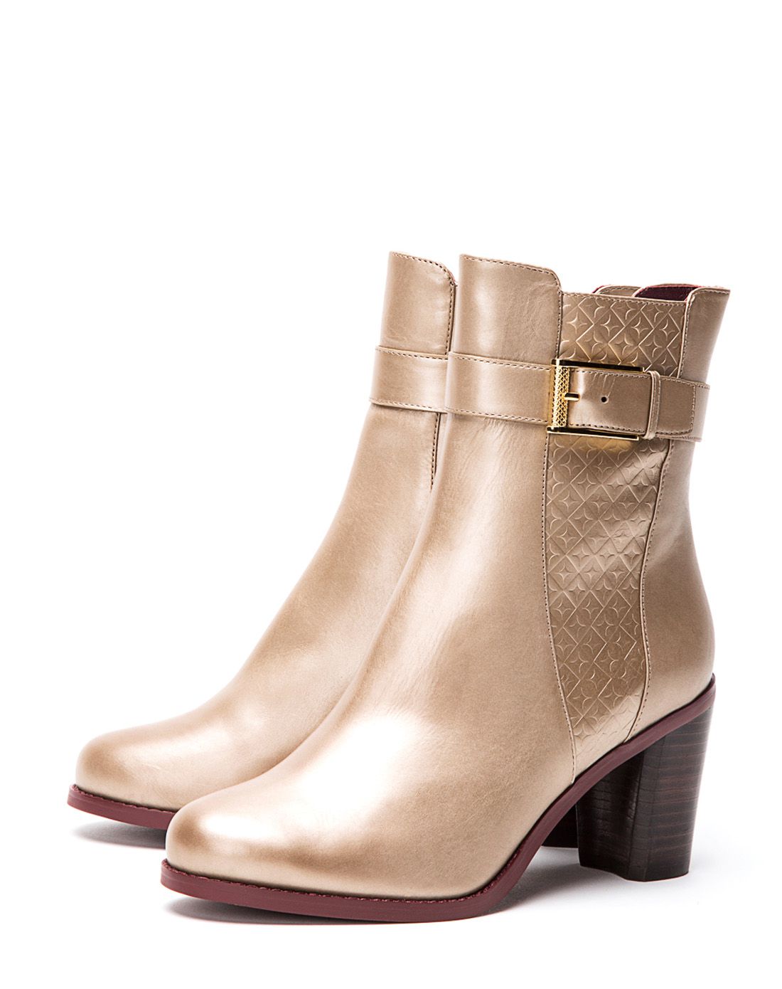 女款金色牛皮短靴