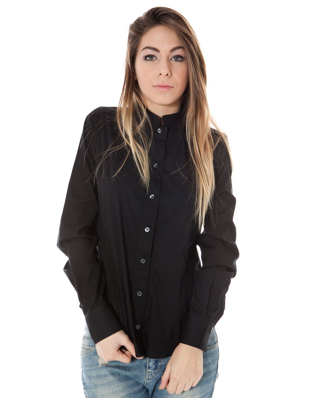 ck男女calvinklein女款黑色时尚斯文长袖衬衫14.549271nero_唯品会