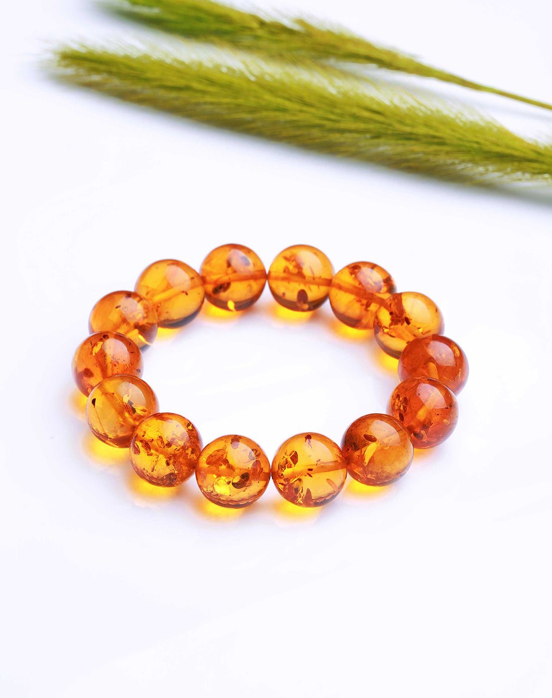 天然琥珀花珀单圈手链 13mm