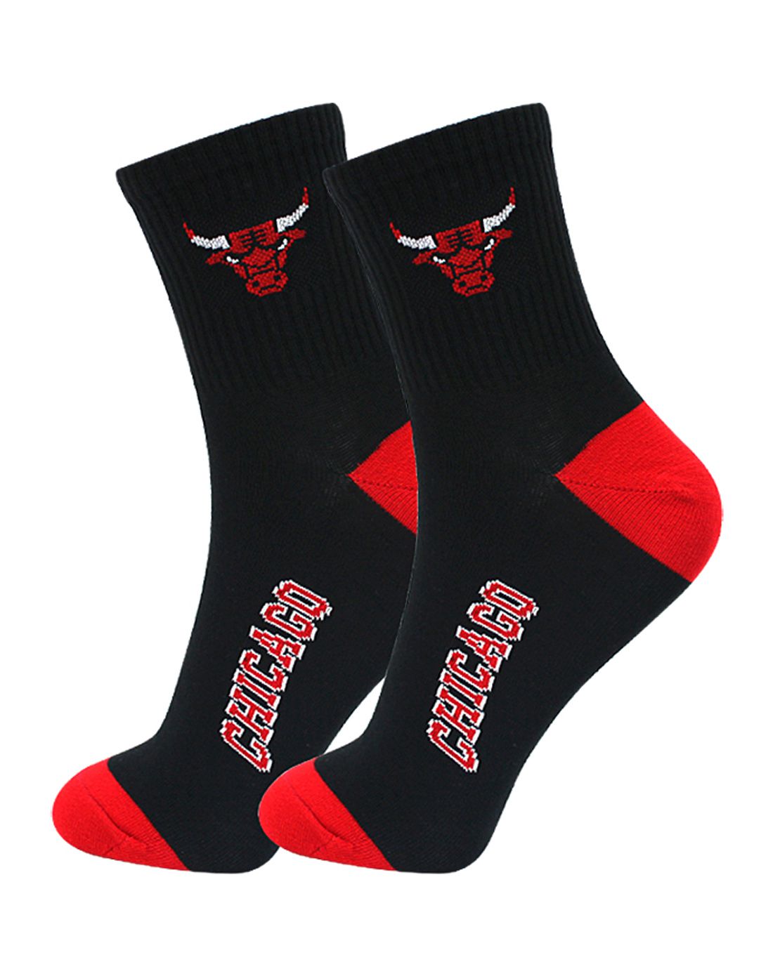 公牛队宽罗口 男款黑色运动袜