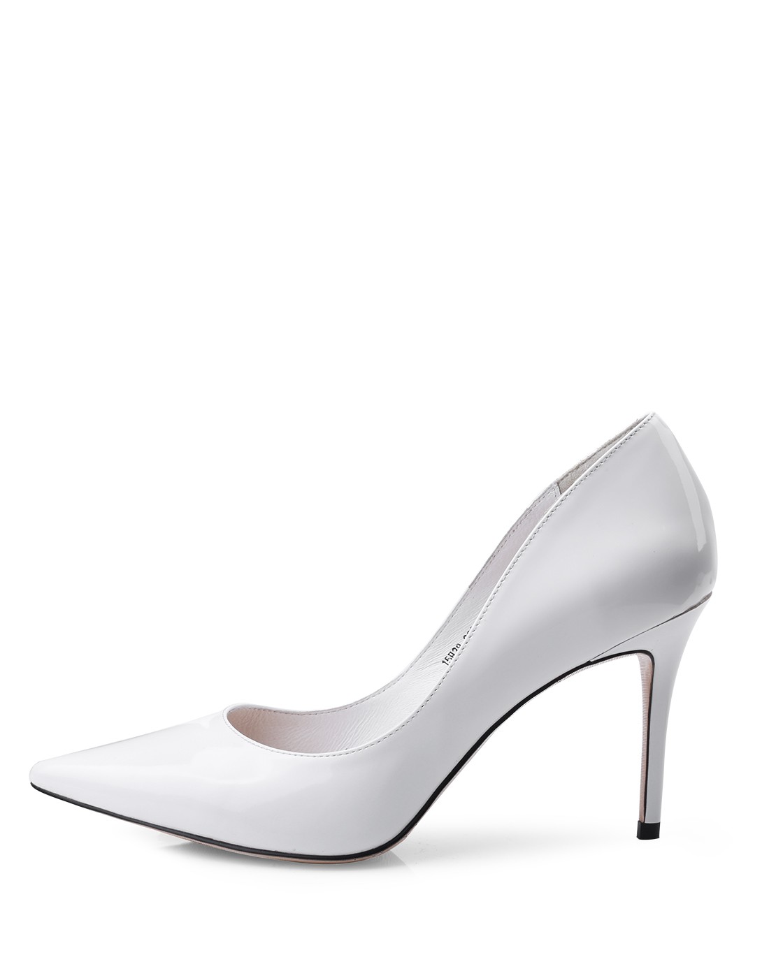 女款白色漆皮高跟单鞋