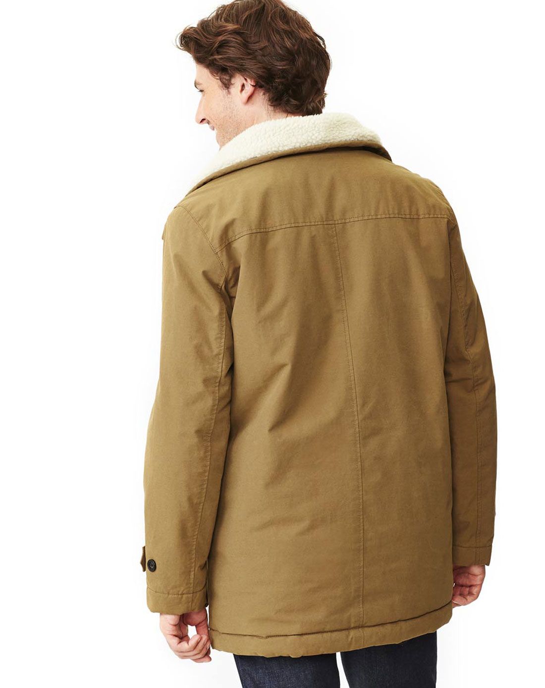 深卡其色休闲简洁长袖棉服