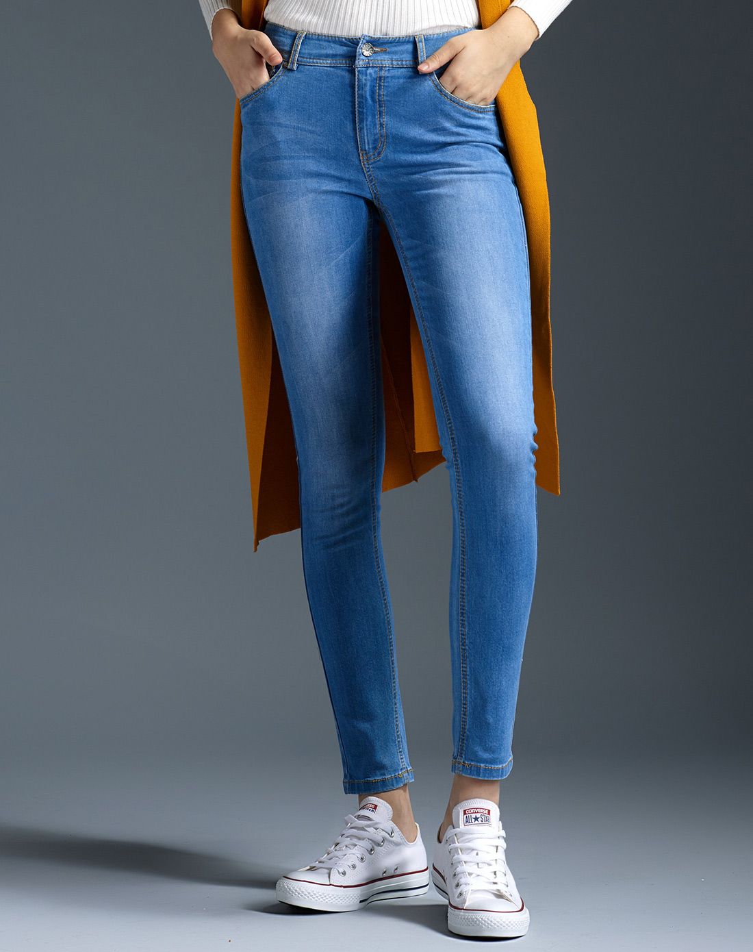 娅丽达yerad女裤专场深蓝色牛仔铅笔裤修身显瘦ea10cb2_唯品会