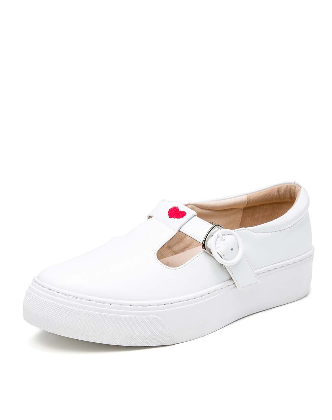 专柜同步甜蜜桃心羊皮小白鞋