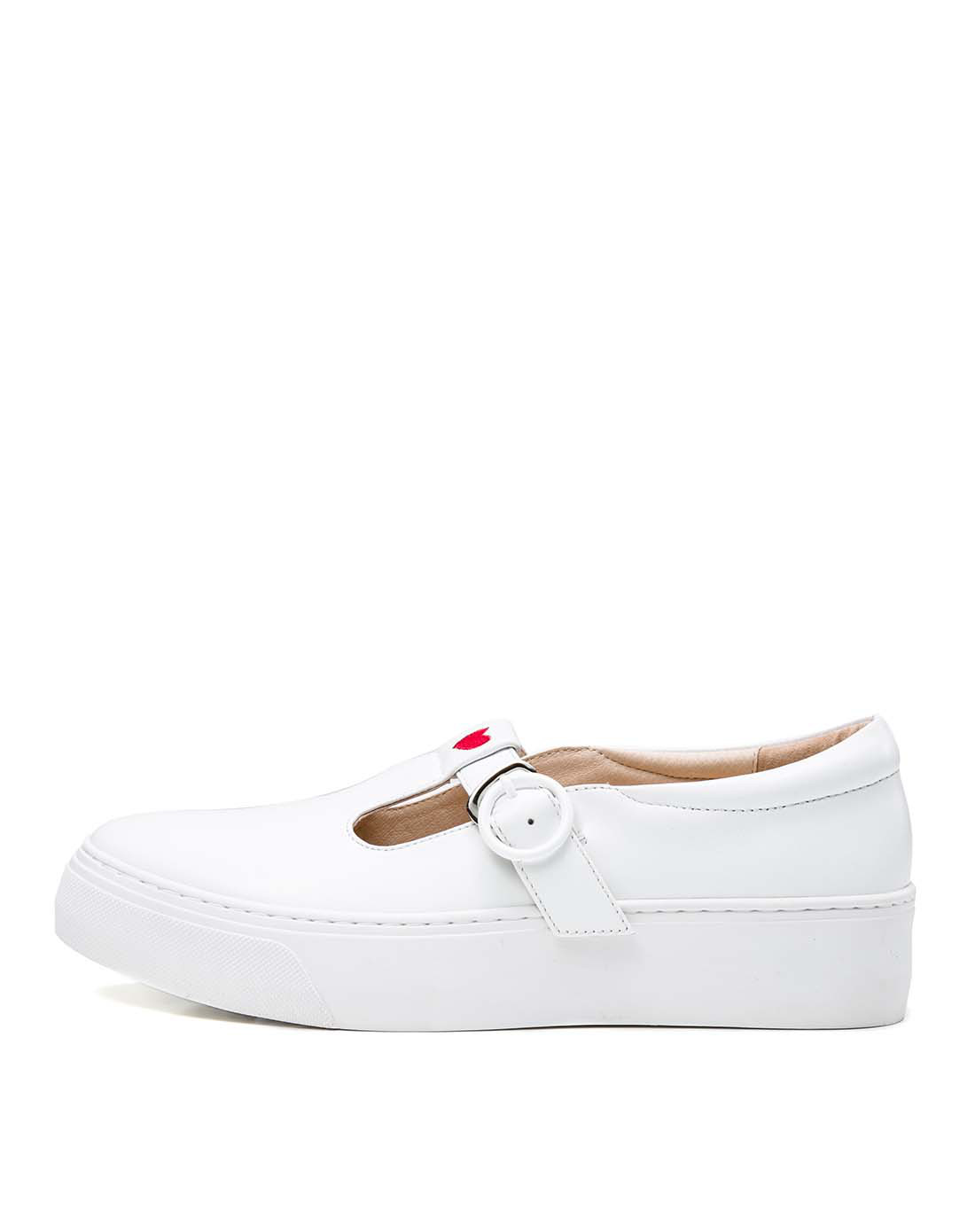 专柜同步甜蜜桃心羊皮小白鞋