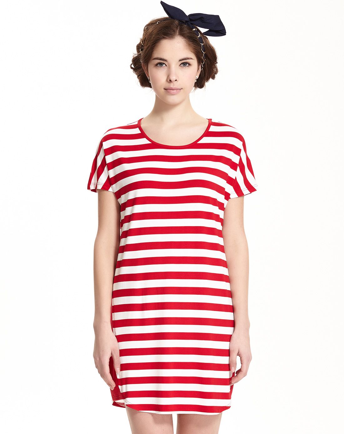 女士红白条家居裙