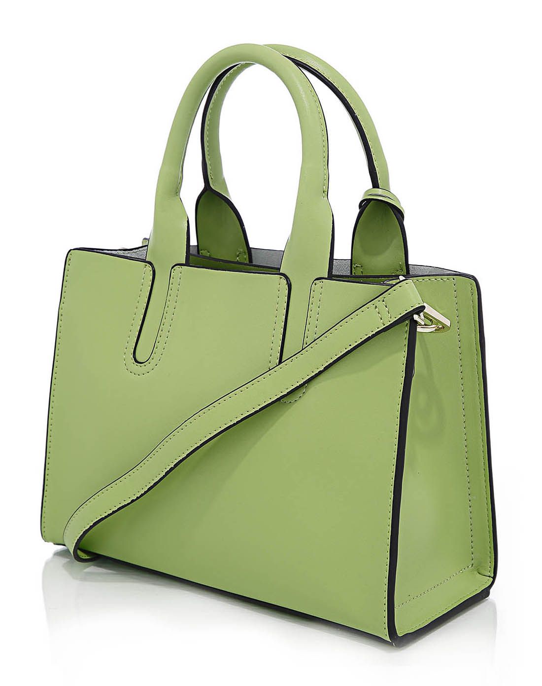 立体简约型果绿色女神牛皮手拎包