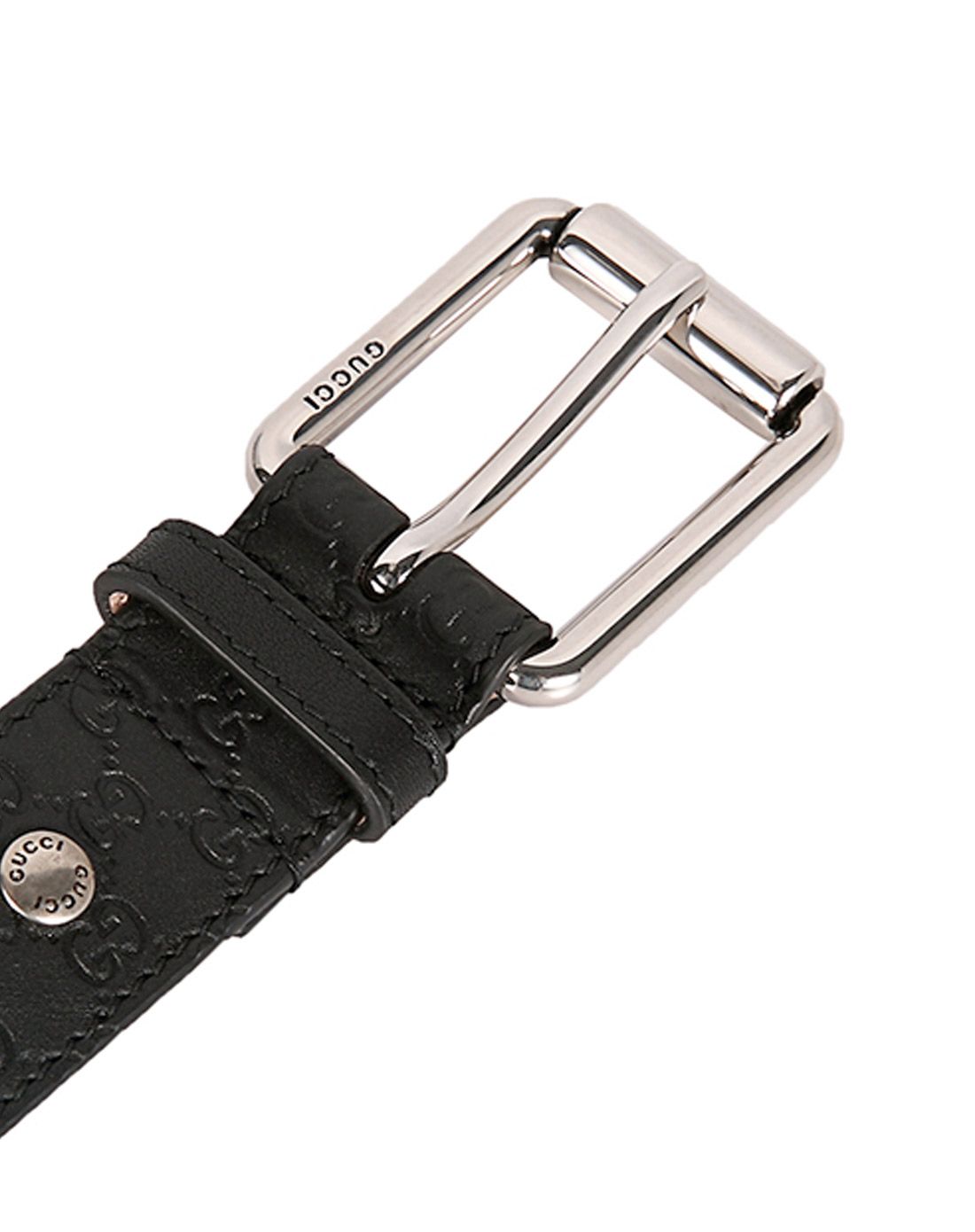 > gucci 男士方形带扣黑色皮带