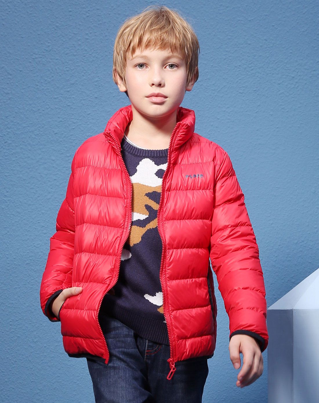 男童日出红童羽绒服(轻薄)
