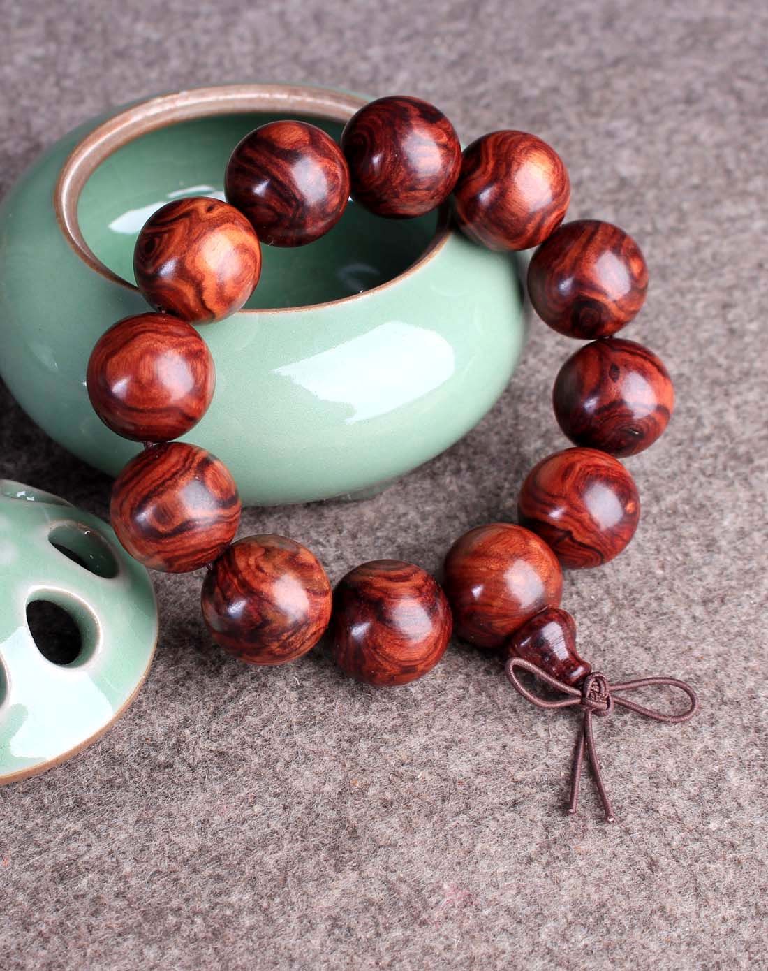 紫檀柳老料手珠 取芯材 花纹美