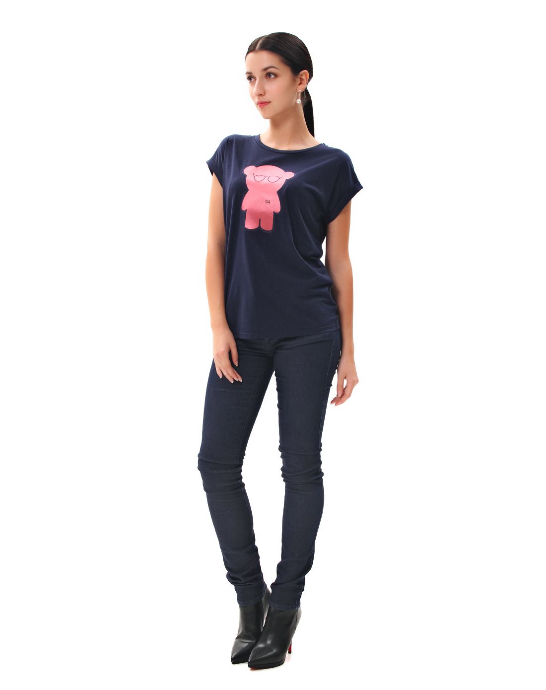 emporio armani女款蓝紫色混纺短袖t恤