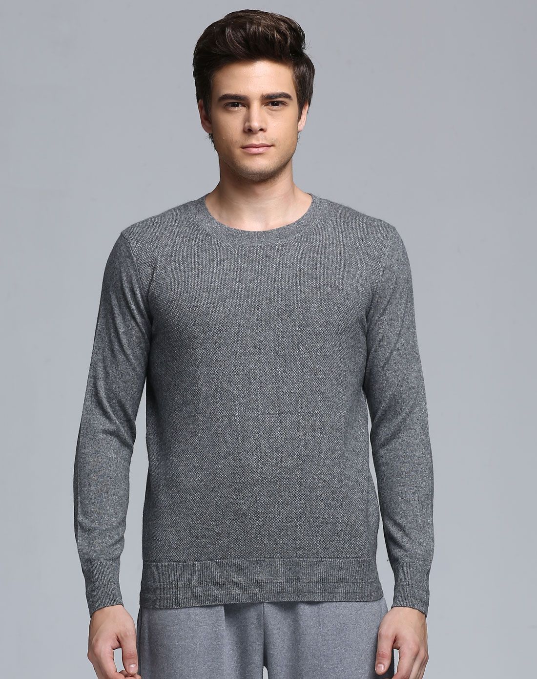 石板灰澳洲羊绒糯软中厚时尚百搭长袖