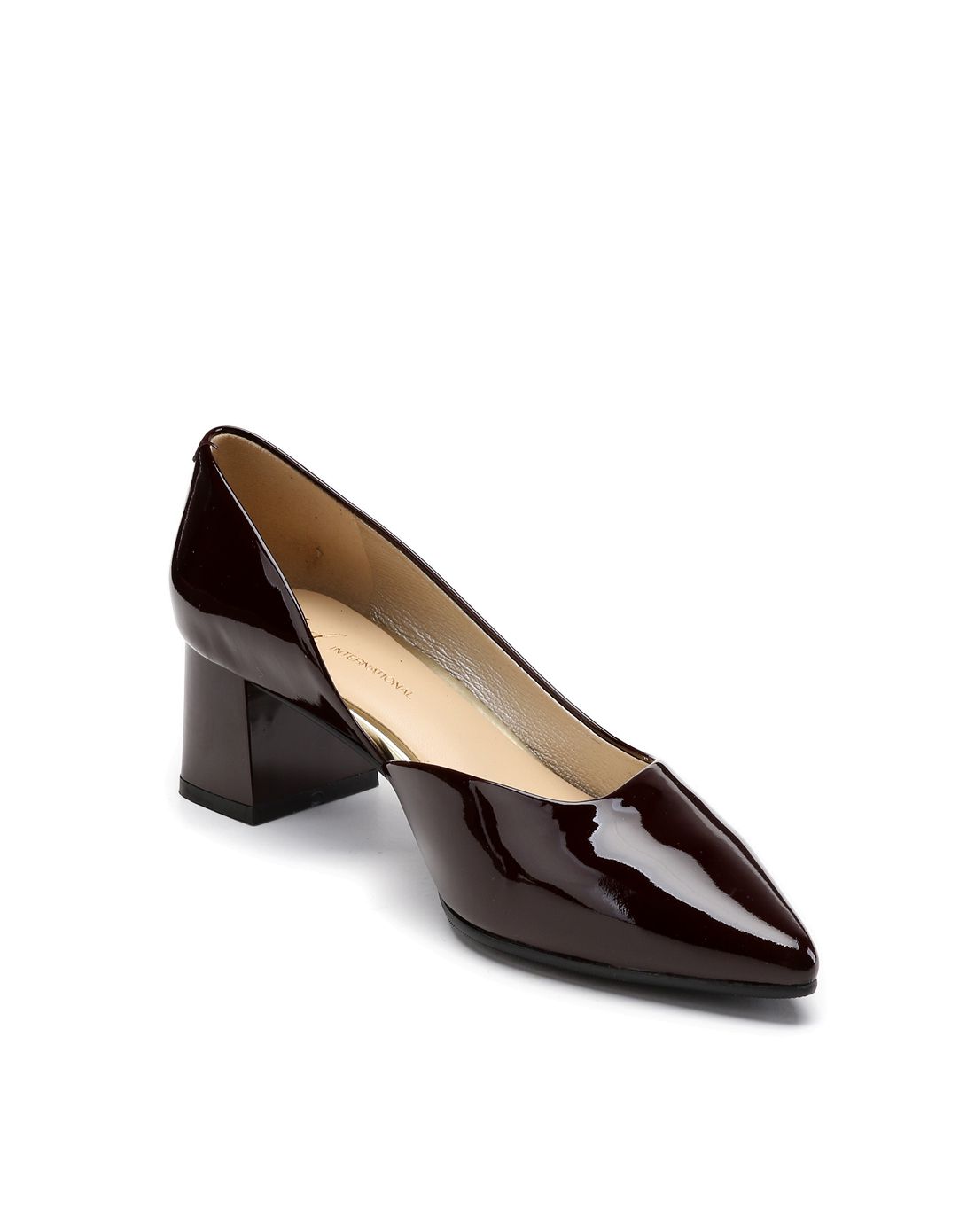 淑女纯色尖头浅口粗跟单鞋