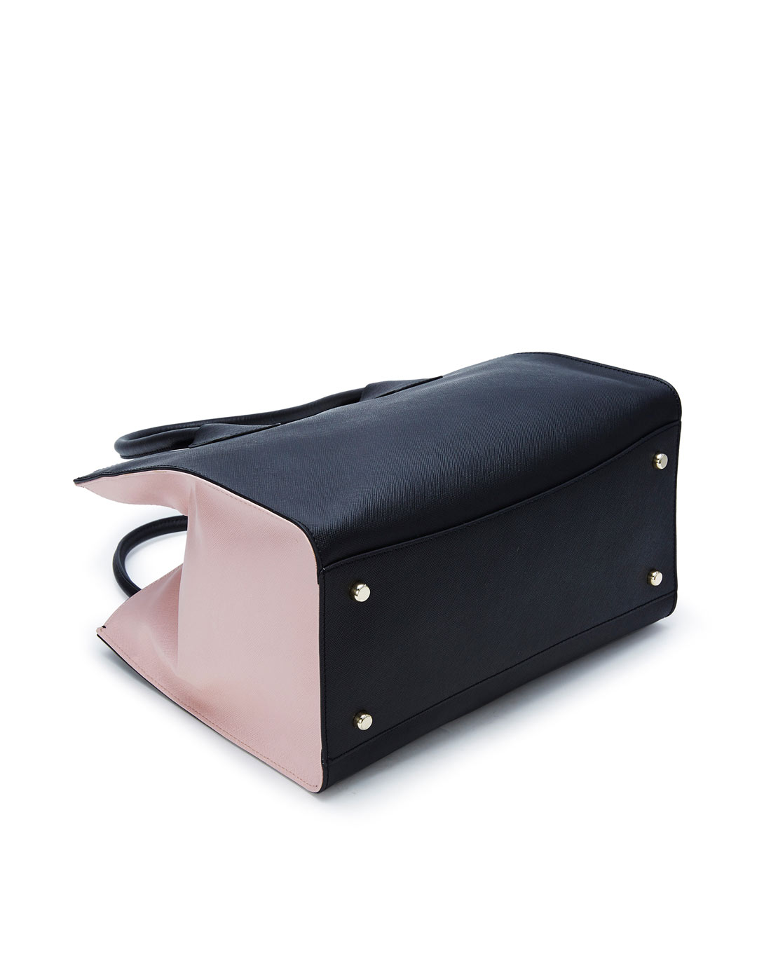 黑色牛剖层移膜革手袋