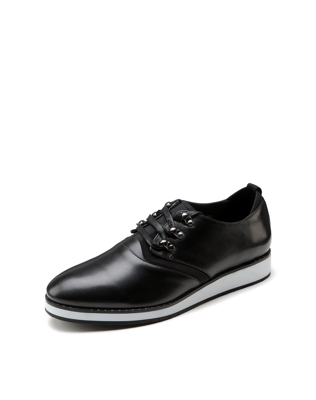 男士意大利春秋牛皮革休闲深口鞋单鞋黑色