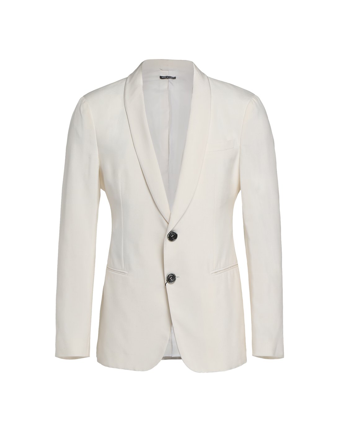 giorgio armani男款米白色简约裁剪青果领桑蚕丝西装外套