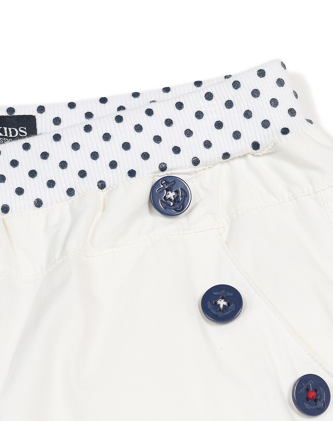 女童象牙白色翻布简约短裤