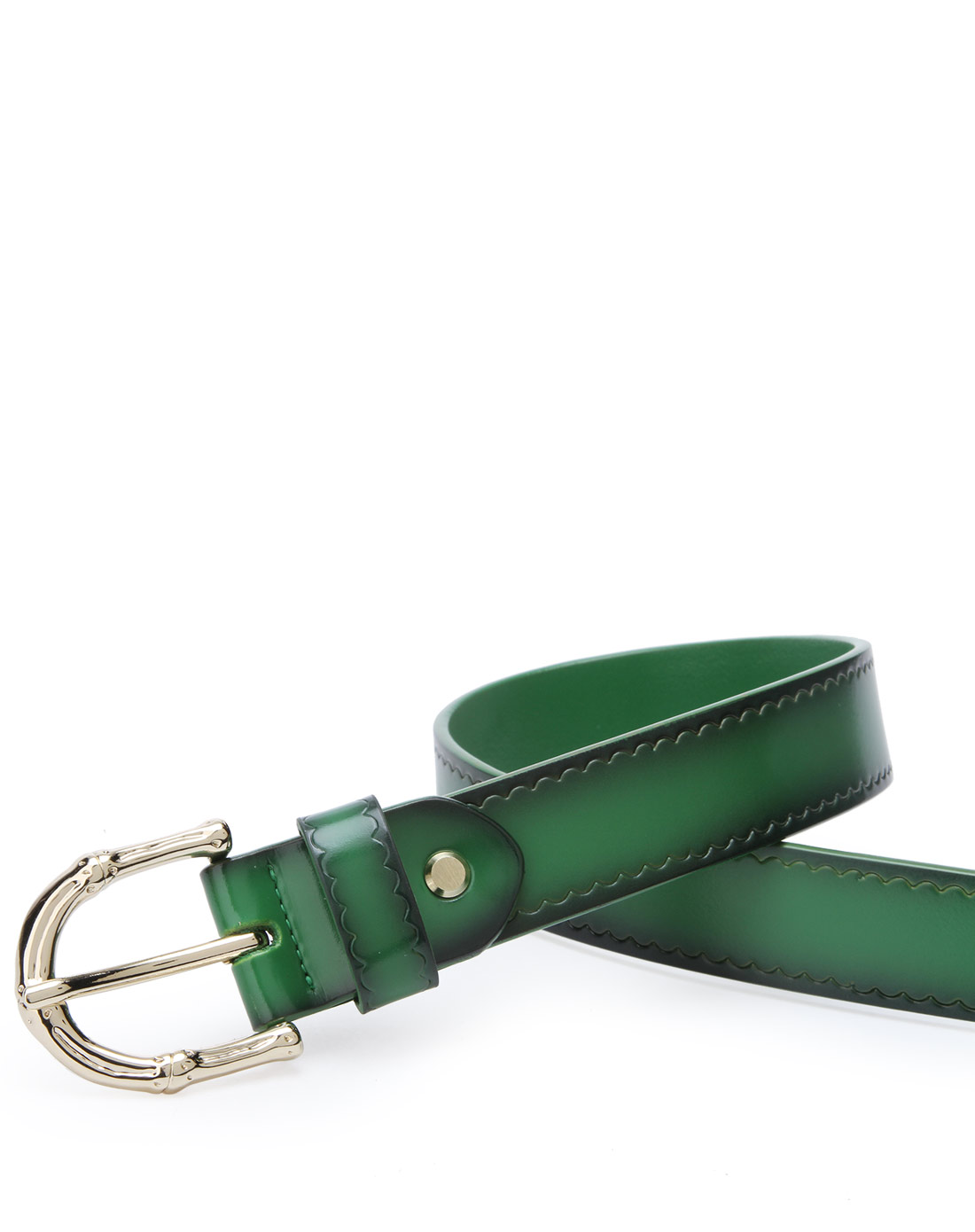 绿色牛皮百搭针扣皮带